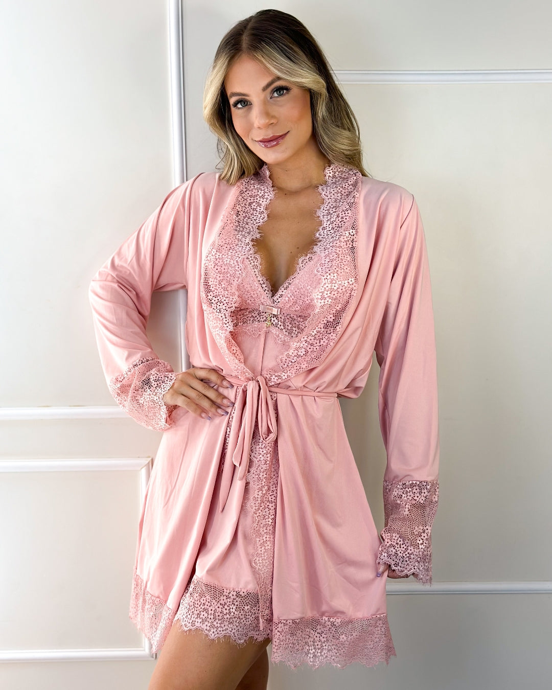 Conjunto Miss Dior - Camisola + Robe e Calcinha