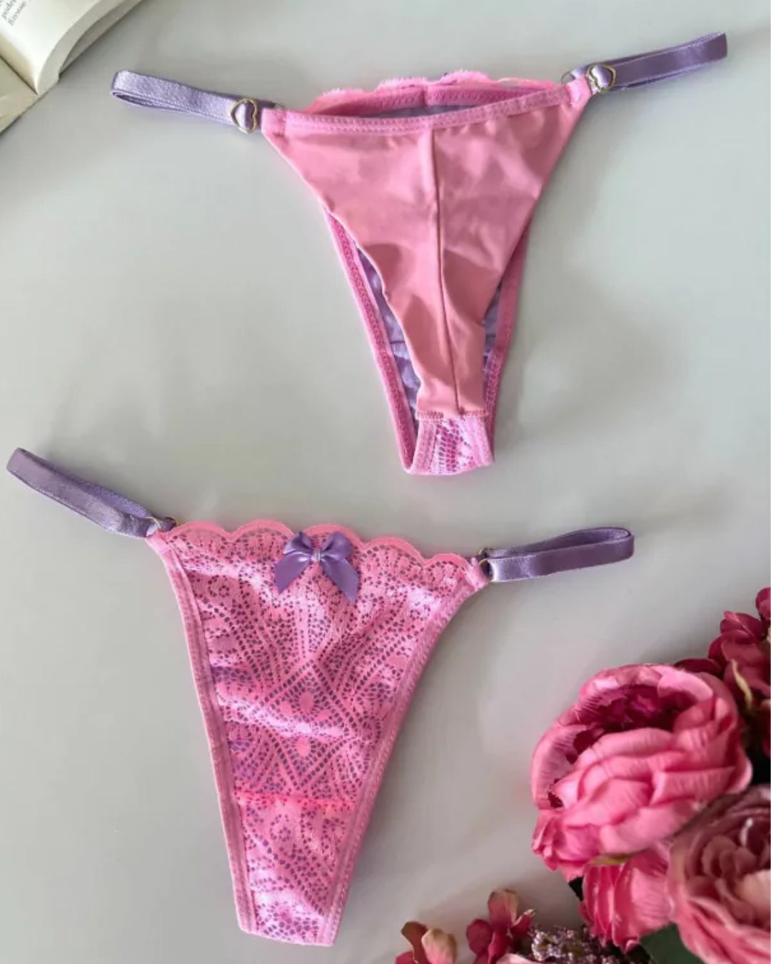Calcinha Fio Collor - Rosa e Lilás