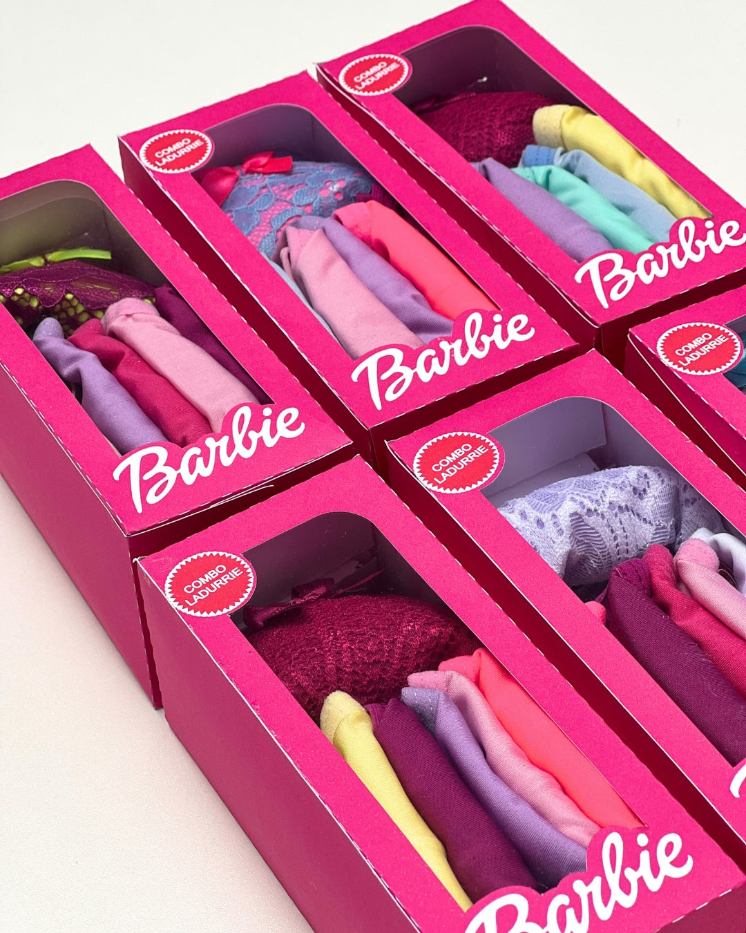Combo Barbie - Arco-Íris: 5 Calcinhas Fio em Poliamida + 1 Calcinha Collor de Renda e Microfibra