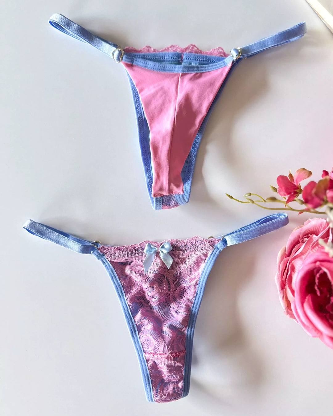 Calcinha Fio Collor - Azul Místico e Rosa Dior