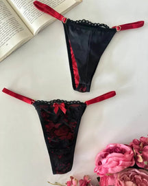 Calcinha Fio Collor - Preto e Vermelho