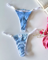 Calcinha Fio Collor - Azul Dior e Branco